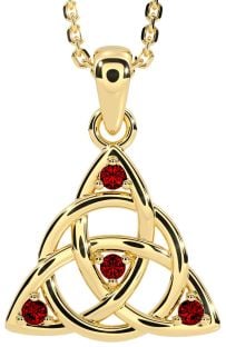 Garnet Gold Celtic Trinity Knot Necklace