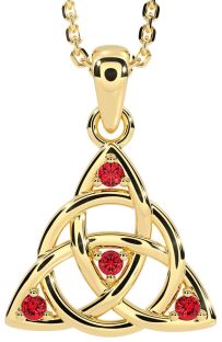 Ruby Gold Celtic Trinity Knot Necklace