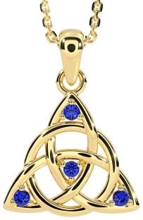 Sapphire Gold Celtic Trinity Knot Necklace