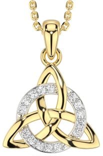 Diamond Gold Silver Celtic Trinity Knot Necklace