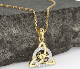 Diamond Gold Celtic Trinity Knot Necklace