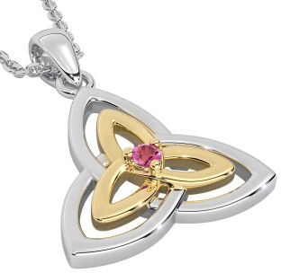 Diamond Gold Silver Celtic Trinity Knot Necklace