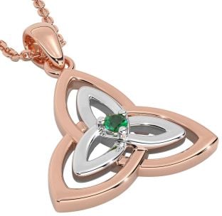 Diamond Rose Gold Silver Celtic Trinity Knot Necklace