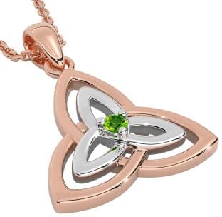 Diamond Rose Gold Silver Celtic Trinity Knot Necklace