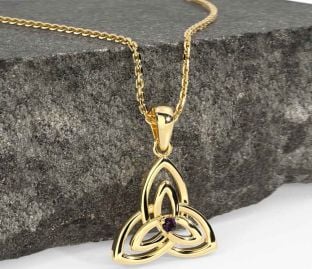 Diamond Gold Silver Celtic Trinity Knot Necklace