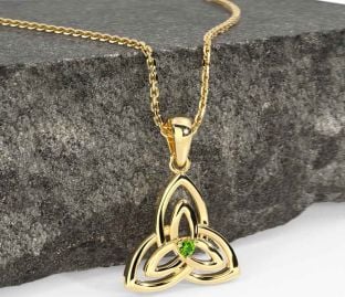 Diamond Gold Silver Celtic Trinity Knot Necklace