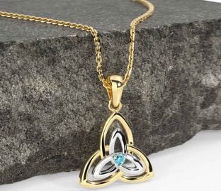 Diamond Gold Silver Celtic Trinity Knot Necklace
