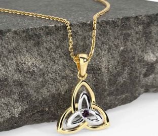Diamond Gold Silver Celtic Trinity Knot Necklace