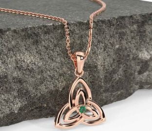 Diamond Rose Gold Celtic Trinity Knot Necklace