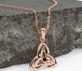 Diamond Rose Gold Celtic Trinity Knot Necklace