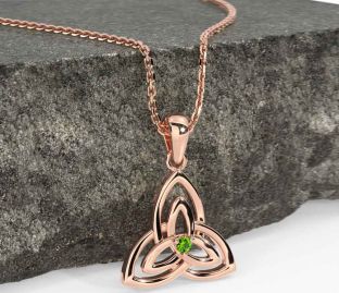 Diamond Rose Gold Celtic Trinity Knot Necklace