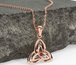 Diamond Rose Gold Celtic Trinity Knot Necklace