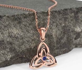 Diamond Rose Gold Celtic Trinity Knot Necklace