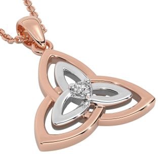 Diamond White Rose Gold Celtic Trinity Knot Necklace