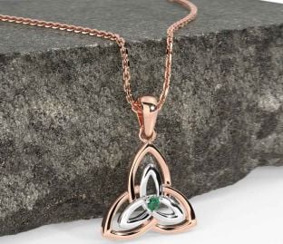 Diamond White Rose Gold Celtic Trinity Knot Necklace
