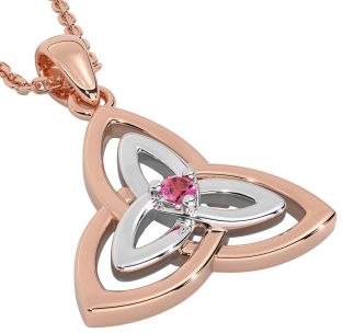 Diamond White Rose Gold Celtic Trinity Knot Necklace