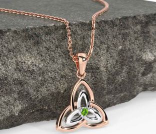 Diamond White Rose Gold Celtic Trinity Knot Necklace