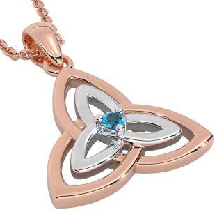 Diamond White Rose Gold Celtic Trinity Knot Necklace