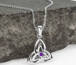 Diamond Silver Celtic Trinity Knot Necklace