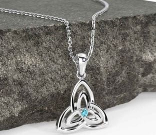 Diamond Silver Celtic Trinity Knot Necklace