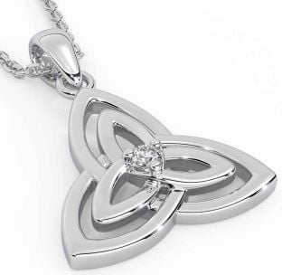 Diamond Silver Celtic Trinity Knot Necklace