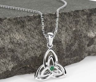 Diamond Silver Celtic Trinity Knot Necklace