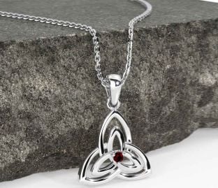 Diamond Silver Celtic Trinity Knot Necklace