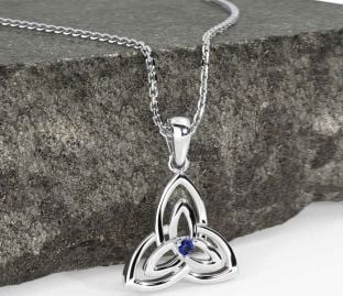 Diamond Silver Celtic Trinity Knot Necklace