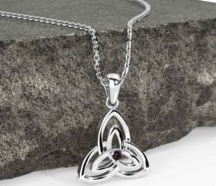 Diamond White Gold Celtic Trinity Knot Necklace
