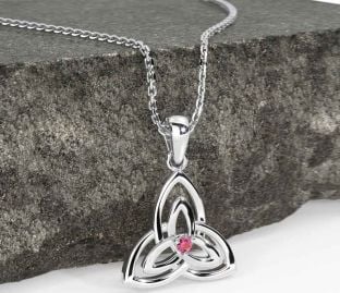 Diamond White Gold Celtic Trinity Knot Necklace