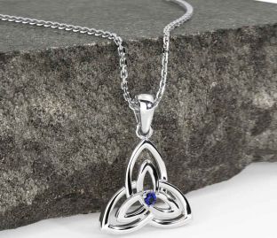 Diamond White Gold Celtic Trinity Knot Necklace