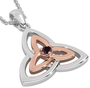 Diamond White Rose Gold Celtic Trinity Knot Necklace