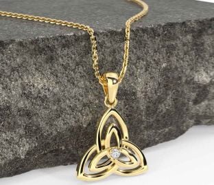 Diamond Gold Celtic Trinity Knot Necklace