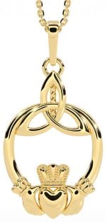 Gold Claddagh Celtic Trinity Knot Necklace