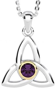 Alexandrite Gold Silver Celtic Trinity Knot Necklace