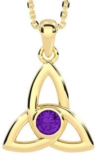 Amethyst Gold Silver Celtic Trinity Knot Necklace