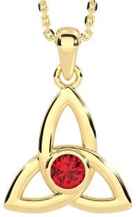 Ruby Gold Silver Celtic Trinity Knot Necklace