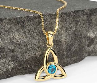 Topaz Gold Silver Celtic Trinity Knot Necklace