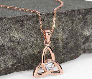 Diamond Rose Gold Celtic Trinity Knot Necklace