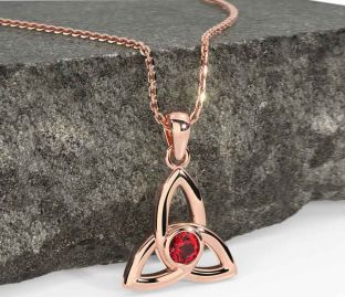 Ruby Rose Gold Celtic Trinity Knot Necklace