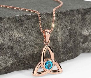 Topaz Rose Gold Celtic Trinity Knot Necklace