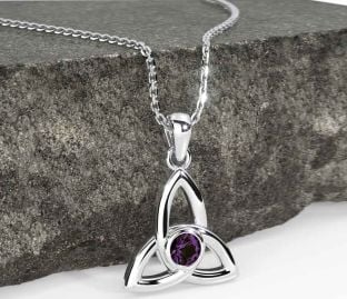Alexandrite Silver Celtic Trinity Knot Necklace