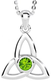 Peridot Silver Celtic Trinity Knot Necklace