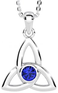 Sapphire Silver Celtic Trinity Knot Necklace