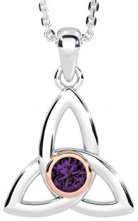 Alexandrit Rose Gold Silber keltisch Dreieinigkeit Knoten Halskette