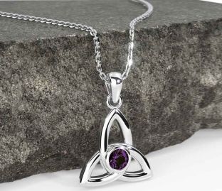 Alexandrite White Gold Celtic Trinity Knot Necklace
