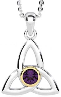 Alexandrite White Yellow Gold Celtic Trinity Knot Necklace