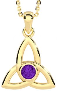 Amethyst Gold Celtic Trinity Knot Necklace