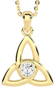 Diamant Gold keltisch Dreieinigkeit Knoten Halskette