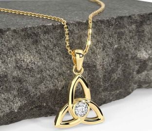 Diamond Gold Celtic Trinity Knot Necklace